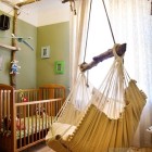 Детская, традиционный интерьер, тропические мотивы, колыбельная кроватка, кроватка для младенца