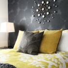 Спальня, современный стиль, черный цвет, желтый цвет