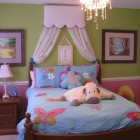 Детская, эклектика, спальня для девочек, голубые и розовые цвета
