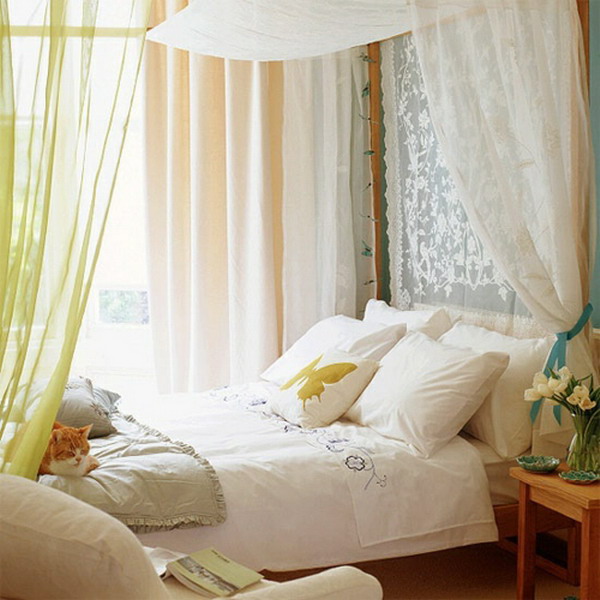 Traditional-Romantic-Bedroom-Design-Ideas-with-Yellow-Curtains-and-Bed-Canopy