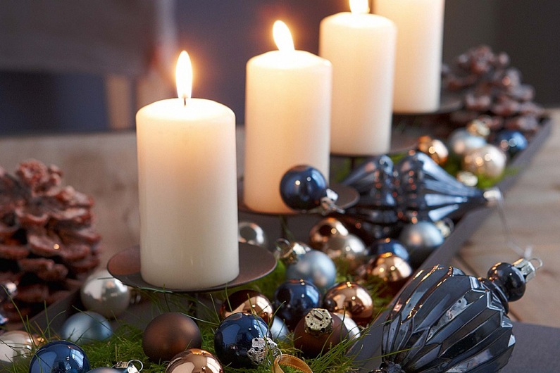 Новогодние идеи декора свечей и подсвечников