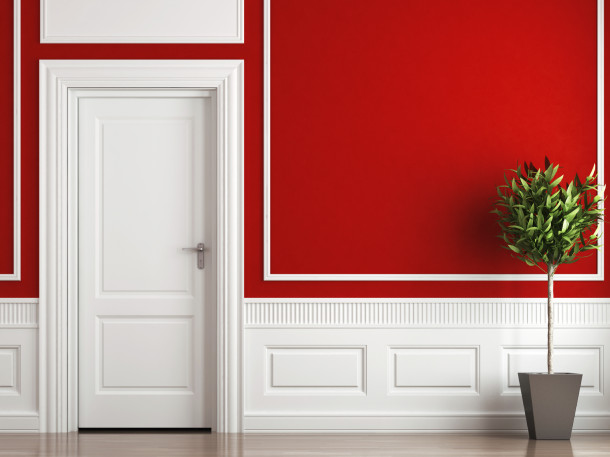 interior design classic red and white