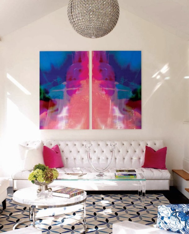 white-modern-chic-living-room-blue-pink-art