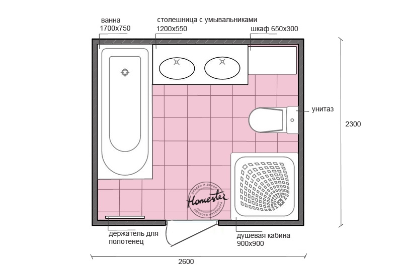 Дизайн ванной 6 кв.м. - четыре варианта планировок