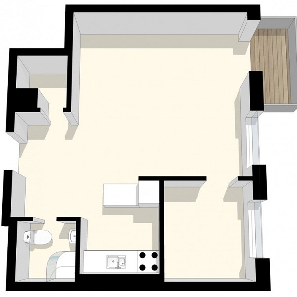 Квартира-студия площадью 36 кв.м.